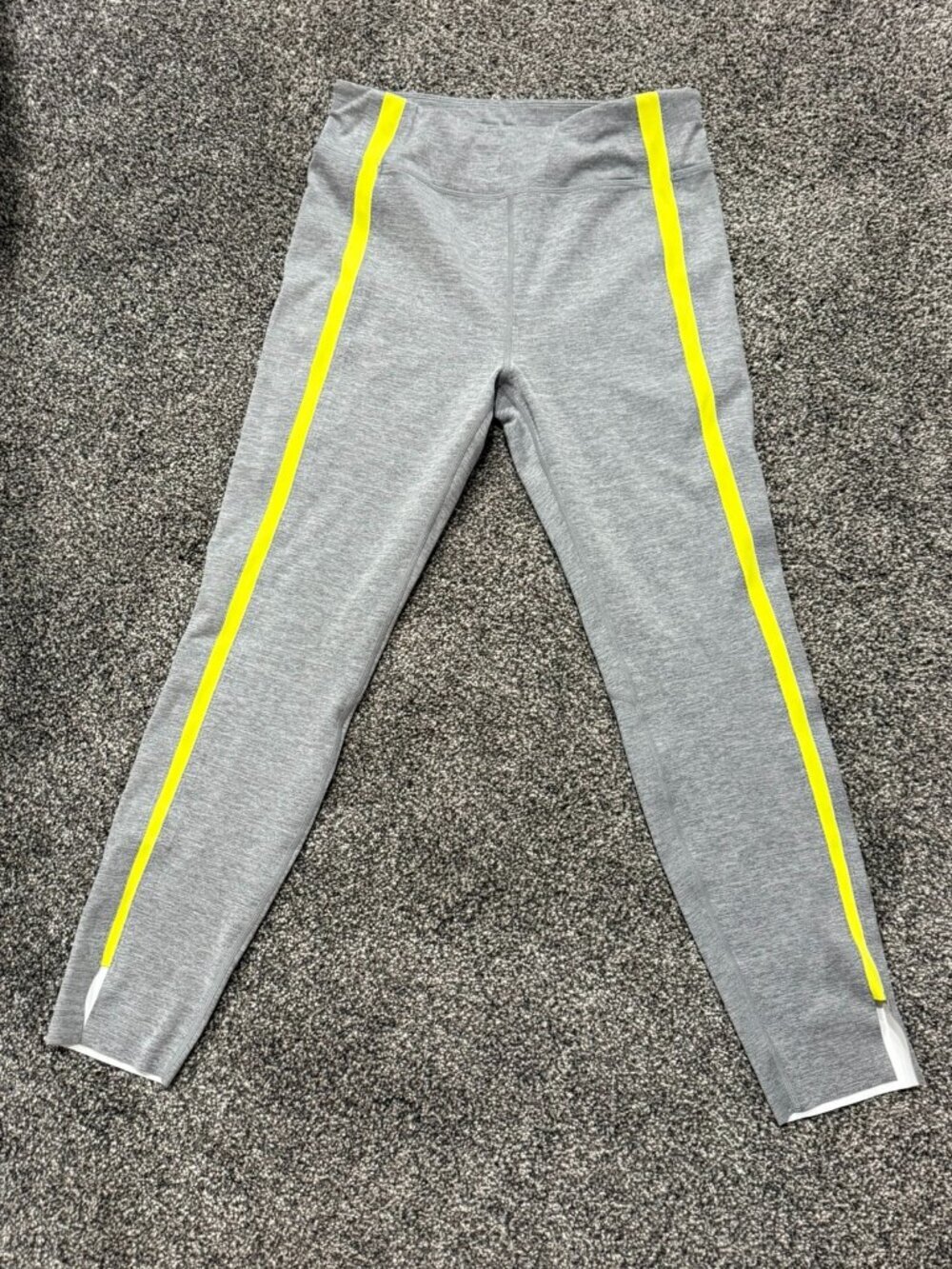 Zyia Leggings - gray with neon yellow stripe! Like new